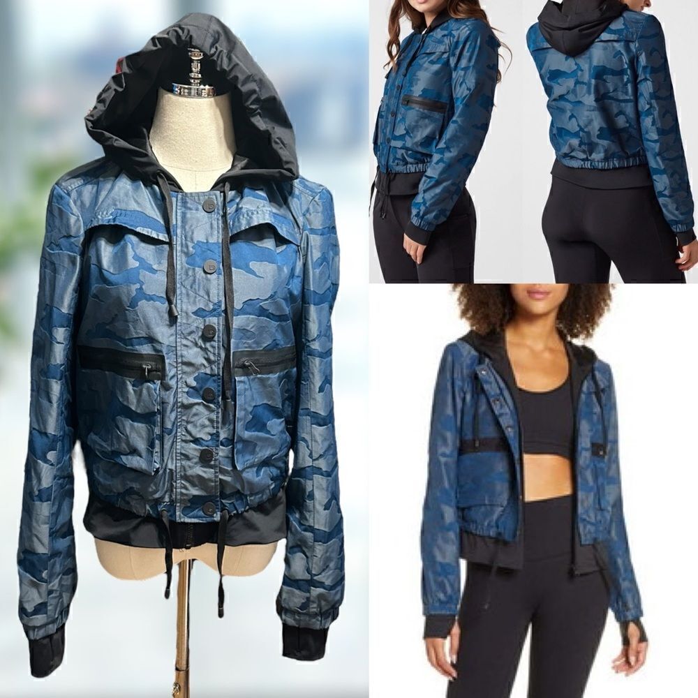 🔥 Blanc Noir Skyfall Camo Print Aviator Jacket Camo Hooded Size S